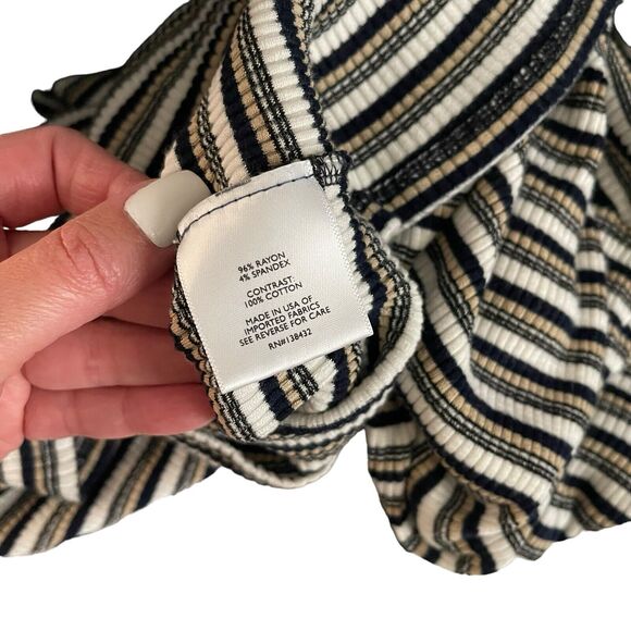 ModCloth Plus 1X Bodycon Mini Dress Striped Short Sleeve Blue White Beige - Picture 3 of 10